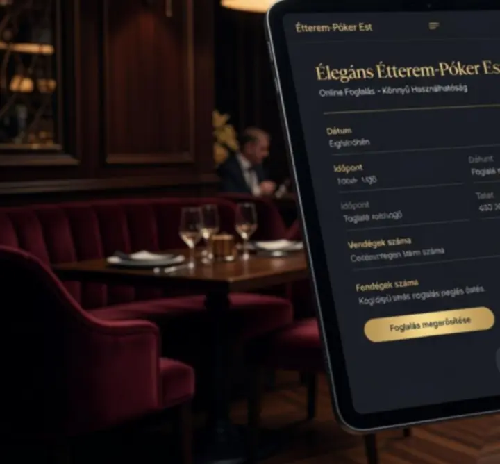 Online foglalási felület tablet képernyőn